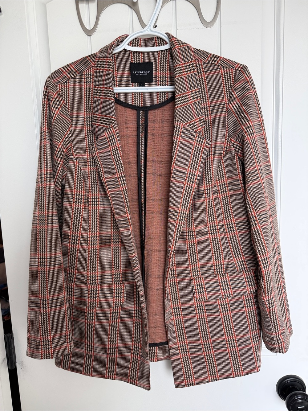Liverpool Women's Plaid Blazer in Black, Orange, Brown